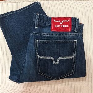 Kimes Ranch Thomas Men’s Jeans 36x32 Dark Wash Straight Leg Western Denim Rodeo